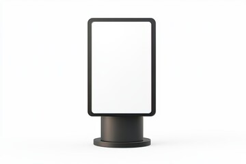 Poster - Featured is a mockup of an empty white pylon banner which has been fronted from the front, isolated, and rendered with 3D software. The mockup could be used as an advertisement billboard or a