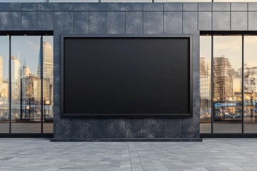 Aufkleber - With copy space, a blank sign stands outside a shop or restaurant