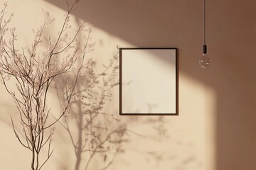 Aufkleber - 3D rendering of an empty store lightbox on the wall. Blank square store signboard.