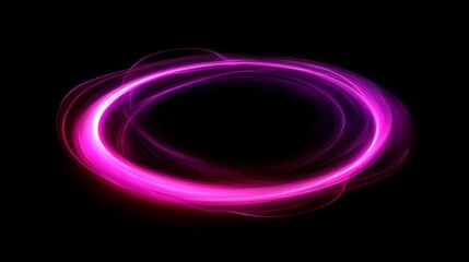 Aufkleber - On a transparent, generative background, an abstract neon energy sphere containing particles and waves of glowing magic on a dark background.