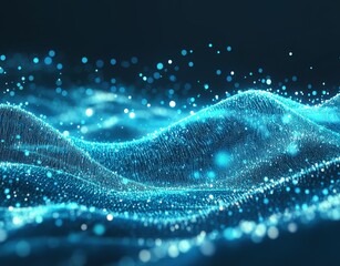 Leinwandbilder - Abstraction of particle science in dark blue and glow