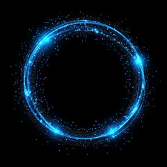 Leinwandbilder - Digital, futuristic, technology circle with a midnight blue circle of shiny glowing dust spots