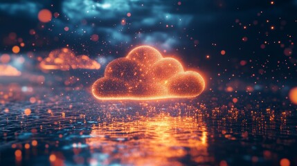 Aufkleber - Clouds of digital information technology in an abstract background
