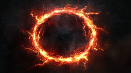 Aufkleber - Lightning circle, circular halo with sparks and crackling effects, dark background, cinematic effect --ar 53:30 Job ID: 38ad01fd-2ac1-4780-b71d-a1c274eb5e59