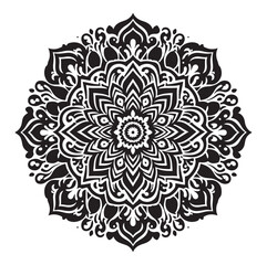 Wall Mural - Mandala with floral ornament pattern, mandala silhouette vector isolated on white background