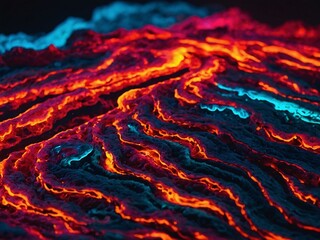 Wall Mural - Neon light wallpaper - trippy lava wax pattern in fiery RGB colors, high contrast