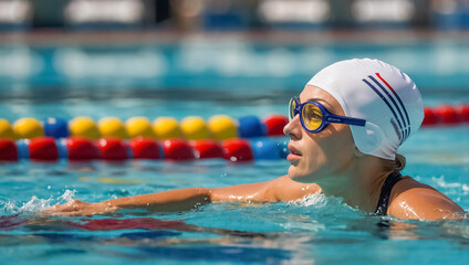 girl swimmer in a sports pool