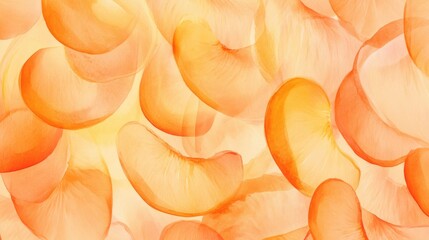 Wall Mural - Sweet peach slices covering the entire background with warm orange hues.