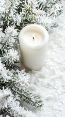 Wall Mural - white candle in advent wreath.