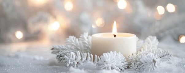 Wall Mural - white candle in advent wreath.