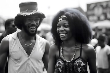 joyful couple in black and white