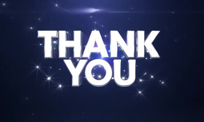 Sticker - A thank you message is displayed in a blue background with a bright light shining on it. The message is written in a clear font and he is a positive and uplifting message