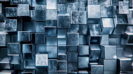 Abstract industrial background, metal block array, generative AI technology design