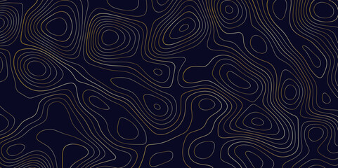 Abstract background wavy topographic line map. Contour geography map grid abstract backdrop. Seamless pattern and banner design. Modern and dynamic feel to topographic mapping vector illustration.