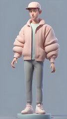 3D model of a stylish person in a trendy outfit, perfect for fashion and design showcases