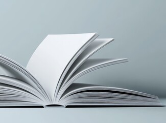 Mockup of white open magazine on grey 3D background