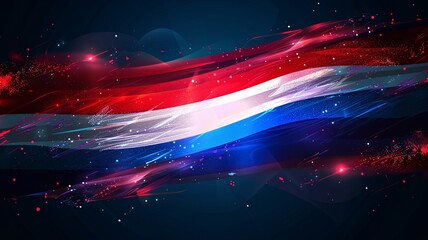 This digital illustration features the Thailand flag, showcasing crisp and clean lines with vibrant horizontal stripes of red, white, blue, white, and red set against a bright background