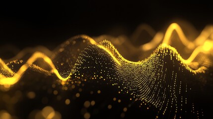 Leinwandbilder - Detailed view of a gold market graph with fluctuating lines on a dark background.
