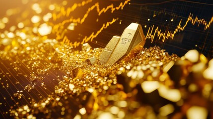 Poster - Detailed view of a gold trading chart on a computer monitor, showing recent price movements.