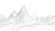 © Sea - Abstract mountain landscape. Polygonal sketch. Outline background. Mountain range isolated on a white background. Line art. Black on white graphic. Low poly wireframe linear vector illustration.