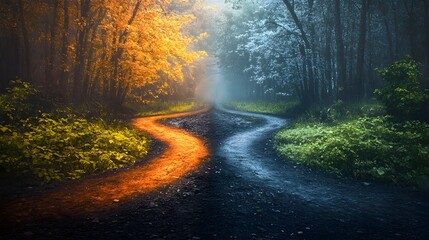 Canvas Print - Two Paths Through the Enchanted Forest.