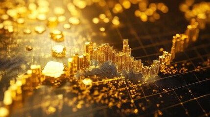 Poster - High-resolution image of a gold price chart with a clear upward trend.
