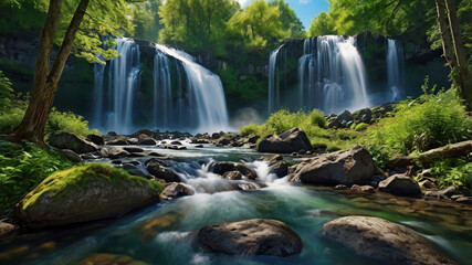 Wall Mural - waterfall in the forest