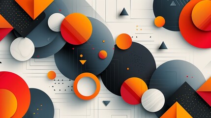 Wall Mural - Artistic abstract background featuring a harmonious mix of circles, triangles, and fluid shapes, providing a versatile and visually stimulating design element. high resolution Illustration, in the