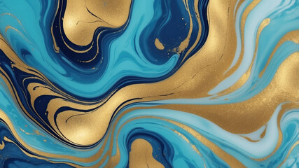 luxury wallpaper. Blue marble and gold abstract background texture. Indigo ocean blue marbling with natural luxury style swirls of marble and gold powder.