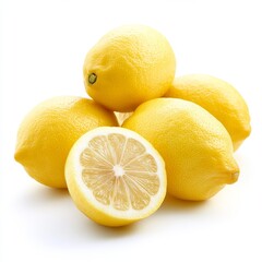 Fruit, fresh lemons on a white background