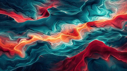 Poster - Captivating aerial abstract background featuring colorful rivers and natural landscapes in shades of red, blue, and green perfect for various creative projects. high resolution Illustration, in the