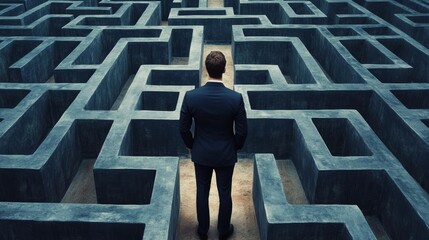Confident Businessman in Maze