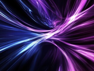 Poster - Abstract light trails in shades of purple and blue, creating a dynamic and mesmerizing visual effect on a dark background.