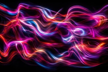 Aufkleber - Mesmerizing abstract light trails in vibrant colors creating dynamic, swirling patterns against a pitch-black background. Perfect for modern designs.