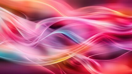Poster - Vibrant abstract background with flowing multicolored waves of pink, red, purple, and yellow, creating a mesmerizing and dynamic visual effect.