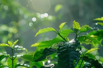 Poster - green leaves in the sun