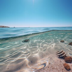 Underwater View of a Calm Sea with a Clear Blue Sky