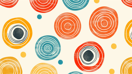 Wall Mural - Retro Circles Abstract Pattern