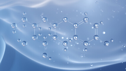 Poster - alpha-arbutin molecular structure, 3d model molecule, a-arbutin, structural chemical formula view from a microscope