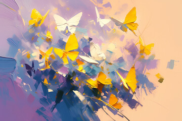 Wall Mural - Butterfly Oil Painting Style Background Image