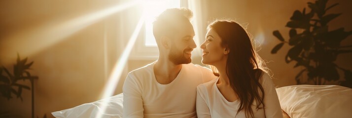 Sticker - A happy married couple embracing at home, showcasing their love and togetherness.