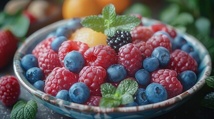 Wall Mural - Bowl of Fresh Berries