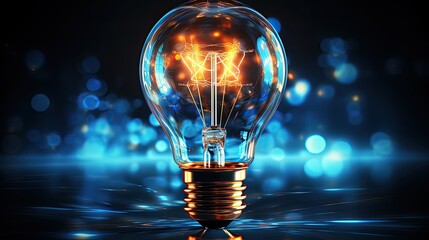 Wall Mural - abstract blue glowing light bulb.low-poly style. abstract neon frame style. generative ai
