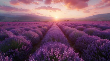 Sticker - Enchanting Lavender Fields at Sunset