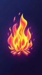 Poster - Stylized Campfire Flames on Dark Background