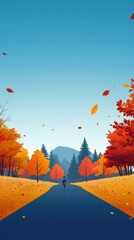 Canvas Print - Autumn Landscape with Path and Colorful Trees