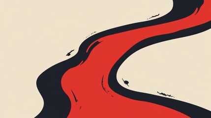 Poster - Stylized Abstract River Flowing in Red and Black