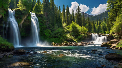 Wall Mural - waterfall in the forest