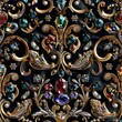 © jessica - A maximalist pattern featuring opulent arabesque motifs, intertwined with gemstones and pearls