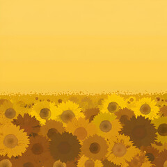 Wall Mural - A field of yellow sunflowers with a yellow background